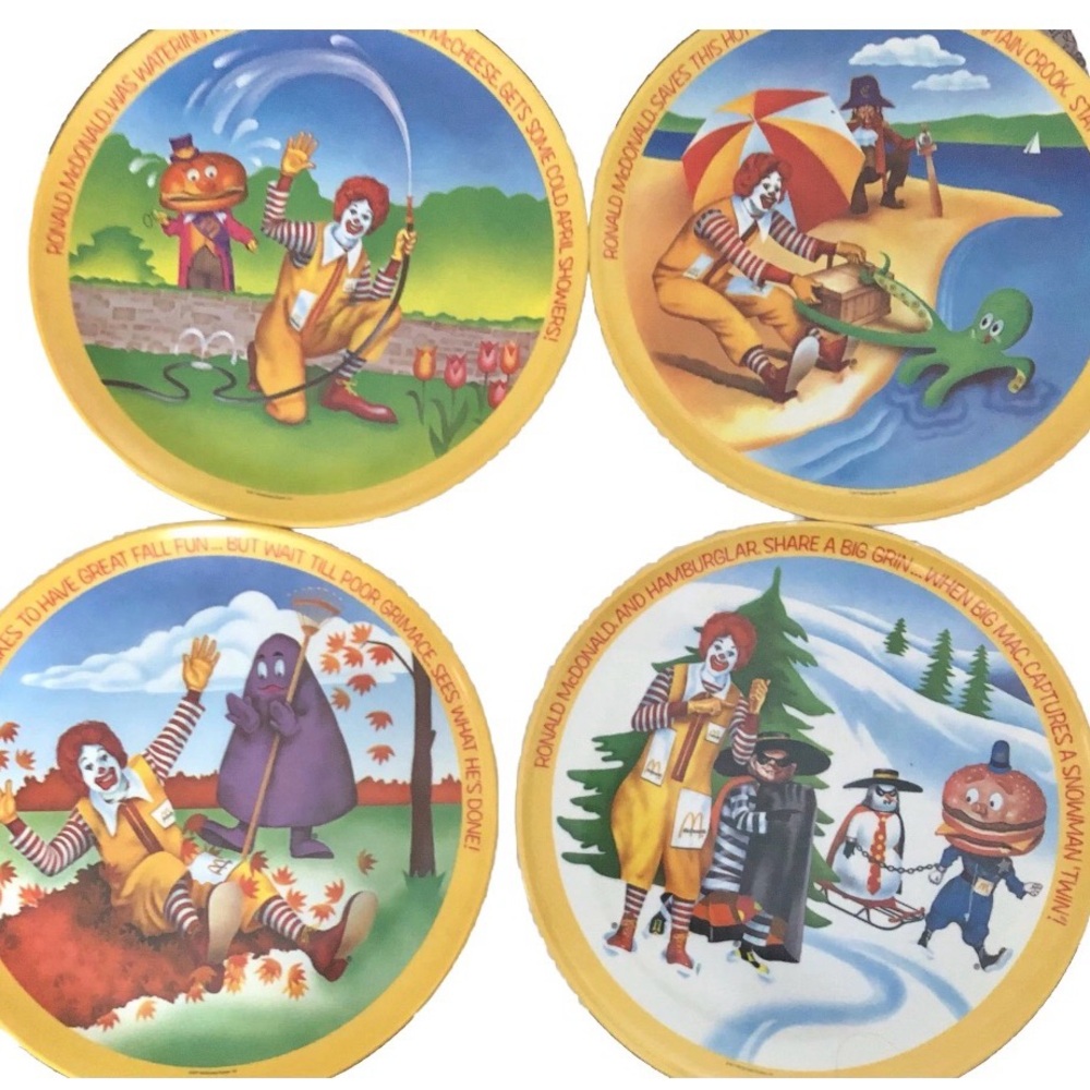 Vintage Ronald McDonald Collector 4 Plates Set